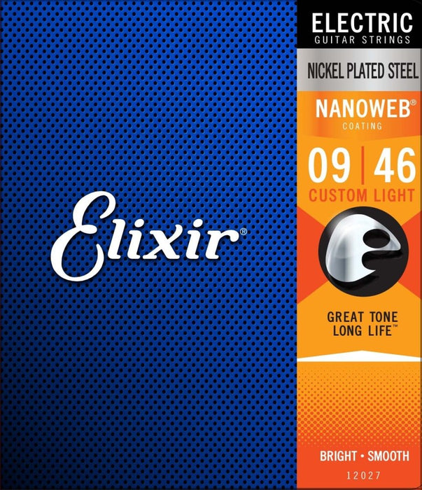 Elixir | 12027 | Nanoweb | Electric Strings | Nickel Plated Steel | Custom Light | 09 - 46 | 23/E - NW - CL (E12027) - Gsus4