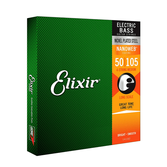 Elixir Nickel Plated Steel 4-String Bass Strings w/ NANOWEB Coating - Medium - Gsus4