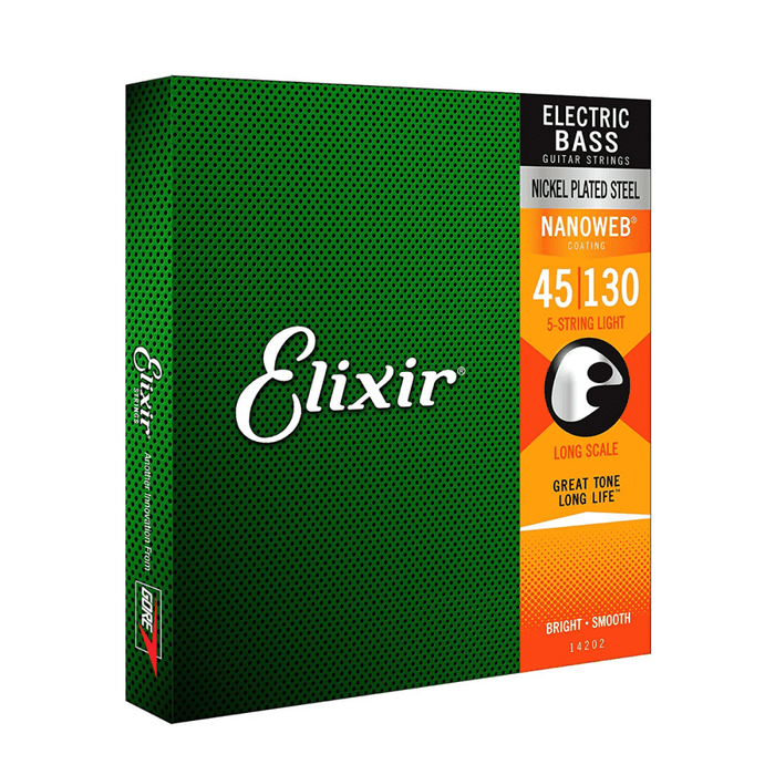 Elixir Nickel Plated Steel 5-String Bass Strings w/ NANOWEB Coating - Gsus4