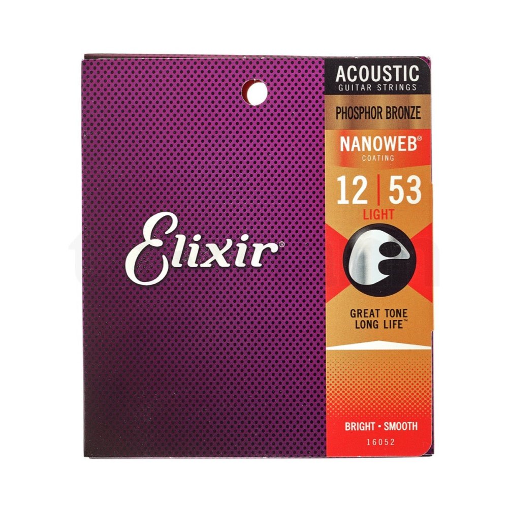 Elixir 16052 Nanoweb Acoustic Strings Phosphor Bronze Light 12-53 23 ...