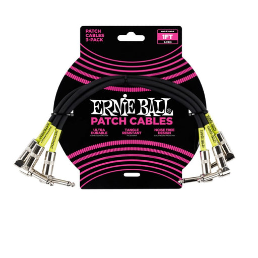 Ernie Ball | Angle / Angle Patch Cable | 30cm | 3 Pack | Black | P06075 (P06075) - Gsus4