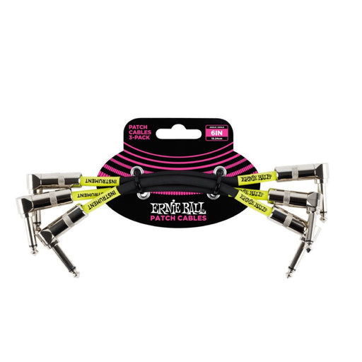 Ernie Ball | Angle Patch Cable | 15cm | 3 Pack | Black | P06050 (P06050) - Gsus4