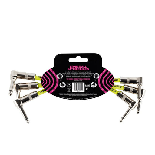 Ernie Ball | Angle Patch Cable | 15cm | 3 Pack | Black | P06050 (P06050) - Gsus4