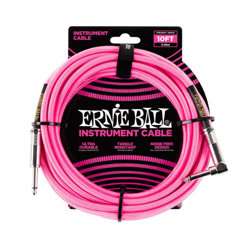 Ernie Ball | Braided Straight / Angle Instrument Cable | 3m | Neon Pink | P06078 (P06078) - Gsus4