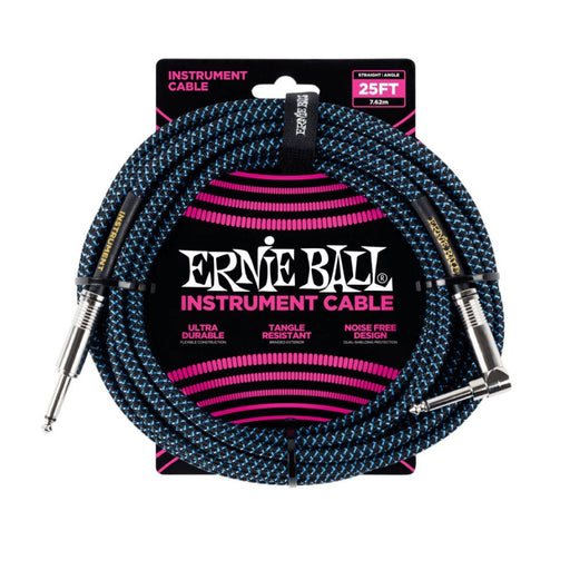 Ernie Ball | Braided Straight / Angle Instrument Cable | 7.5m | Black / Blue | P06060 (P06060) - Gsus4