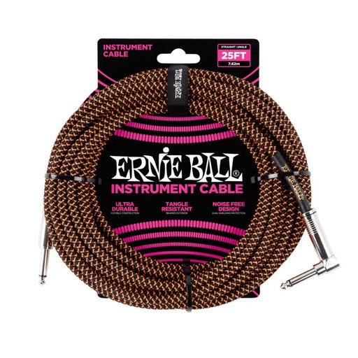 Ernie Ball | Braided Straight / Angle Instrument Cable | 7.5m | Black / Orange | P06064 (P06064) - Gsus4