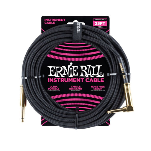 Ernie Ball | Braided Straight / Angle Instrument Cable | 7.5m | Black | P06058 (P06058) - Gsus4