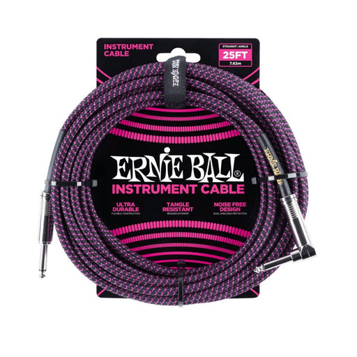Ernie Ball | Braided Straight / Angle Instrument Cable | 7.5m | Black / Purple | P06068 (P06068) - Gsus4