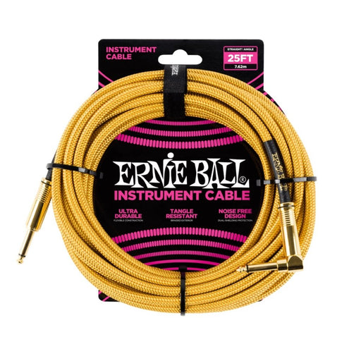 Ernie Ball | Braided Straight / Angle Instrument Cable | 7.5m | Gold | P06070 (P06070) - Gsus4