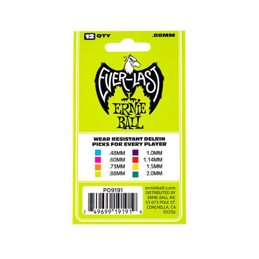 Ernie Ball | Everlast Picks | Green | 0.88mm | 12 Pack | P09191 (P09191) - Gsus4