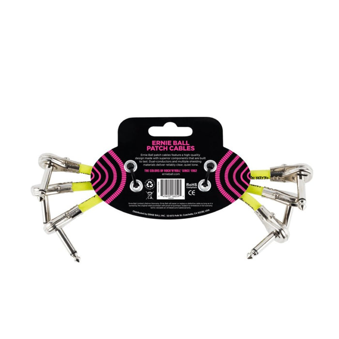 Ernie Ball | Flat Angle Patch Cable | 3 Pack | 15cm | Black | P06059 (P06059) - Gsus4