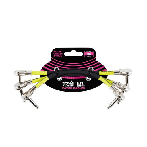 Ernie Ball | Flat Angle Patch Cable | 3 Pack | 15cm | Black | P06059 (P06059) - Gsus4