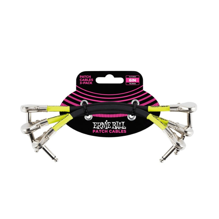 Ernie Ball | Flat Angle Patch Cable | 3 Pack | 15cm | Black | P06059 (P06059) - Gsus4