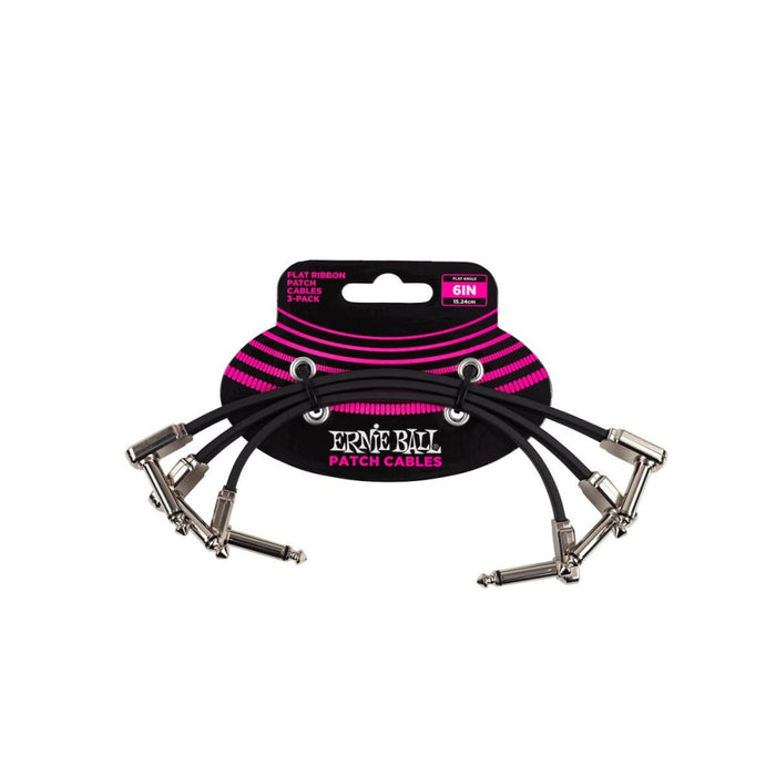 Ernie Ball | Flat Ribbon Patch Cable 3 - Pack | Black (P06221) - Gsus4