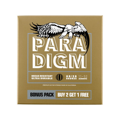 Ernie Ball | Paradigm | 80/20 Bronze | ACOUSTIC Guitar Strings | Light | 11 - 52 | 3 Pack | P03328 (P03328) - Gsus4