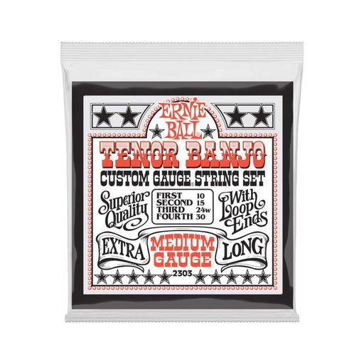 Ernie Ball | Stainless Steel | TENOR BANJO 4 Strings | Loop End | Medium | 10 - 30 | P02303 (P02303) - Gsus4