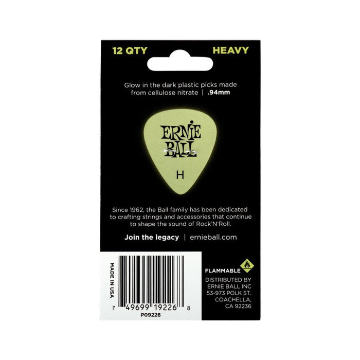 Ernie Ball | Super Glow Cellulose Picks | Heavy | 12 Piece | P09226 (P09226) - Gsus4
