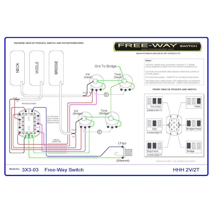 Free - Way | Pickup Switch | 3+3 Position Multi Switch | Fits Les Paul, PRS & 335 - Style Guitars (3x3 - 03) - Gsus4