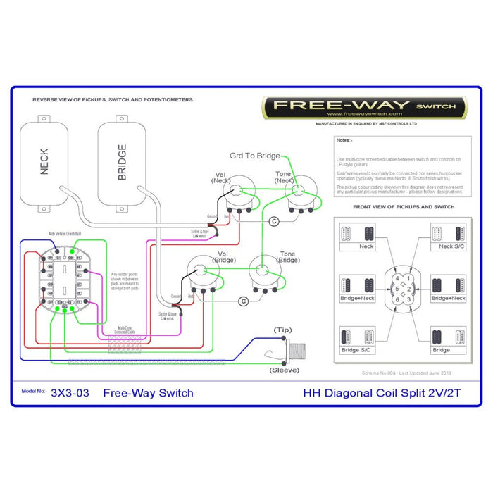 Free - Way | Pickup Switch | 3+3 Position Multi Switch | Fits Les Paul, PRS & 335 - Style Guitars (3x3 - 03) - Gsus4
