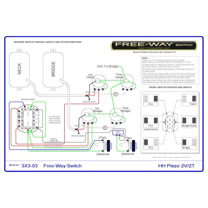 Free - Way | Pickup Switch | 3+3 Position Multi Switch | Fits Les Paul, PRS & 335 - Style Guitars (3x3 - 03) - Gsus4