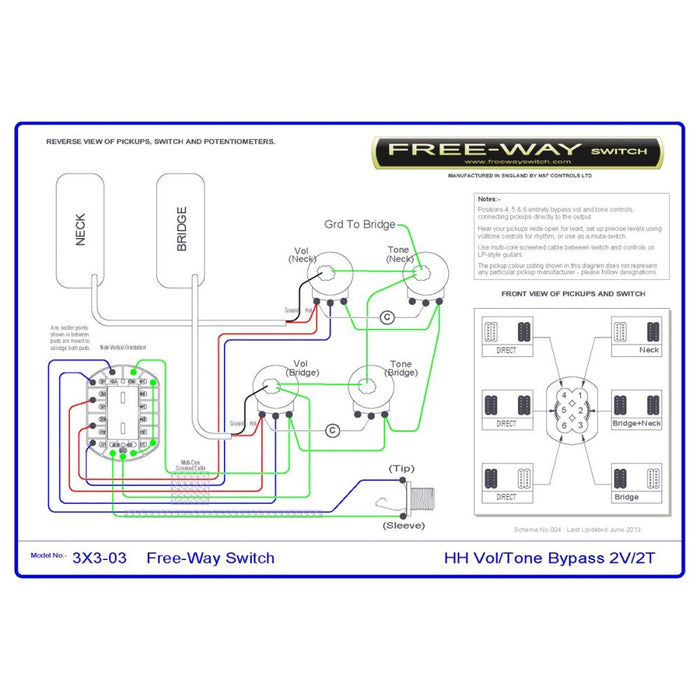 Free - Way | Pickup Switch | 3+3 Position Multi Switch | Fits Les Paul, PRS & 335 - Style Guitars (3x3 - 03) - Gsus4