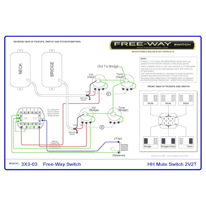 Free - Way | Pickup Switch | 3+3 Position Multi Switch | Fits Les Paul, PRS & 335 - Style Guitars (3x3 - 03) - Gsus4
