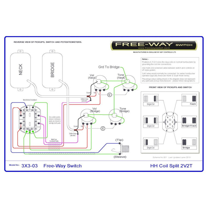 Free - Way | Pickup Switch | 3+3 Position Multi Switch | Fits Les Paul, PRS & 335 - Style Guitars (3x3 - 03) - Gsus4