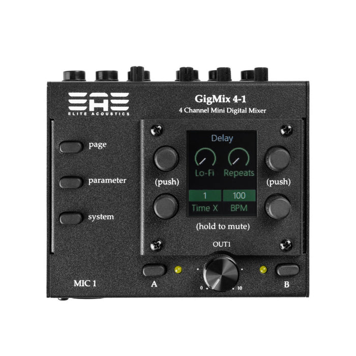 Elite Acoustics | EAE | GigMix 4-1 | 4Ch Digital Mixer | w/ DSP Gate, Compressor, EQ, Reverb & Delay