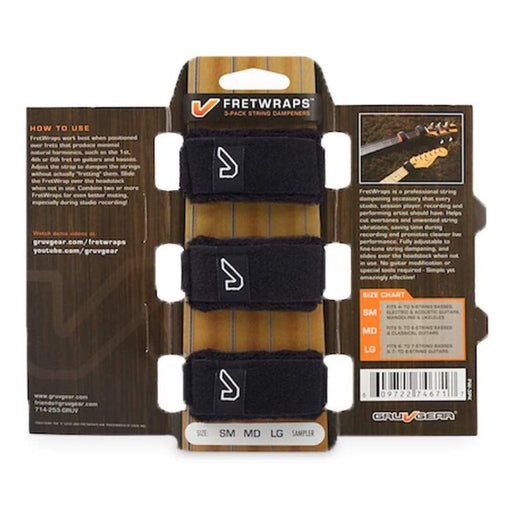 Gruv Gear | FretWraps | Guitar String Muters | Black | 3 Pack (FW - 3PK - SM) - Gsus4