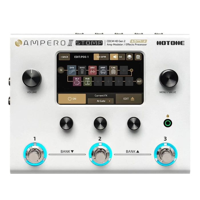 Hotone | AMPERO II STOMP | Tri - Core DSP Next Gen Amp Modeller & Multi Effects Processor (HT - AMPERO - II) - Gsus4