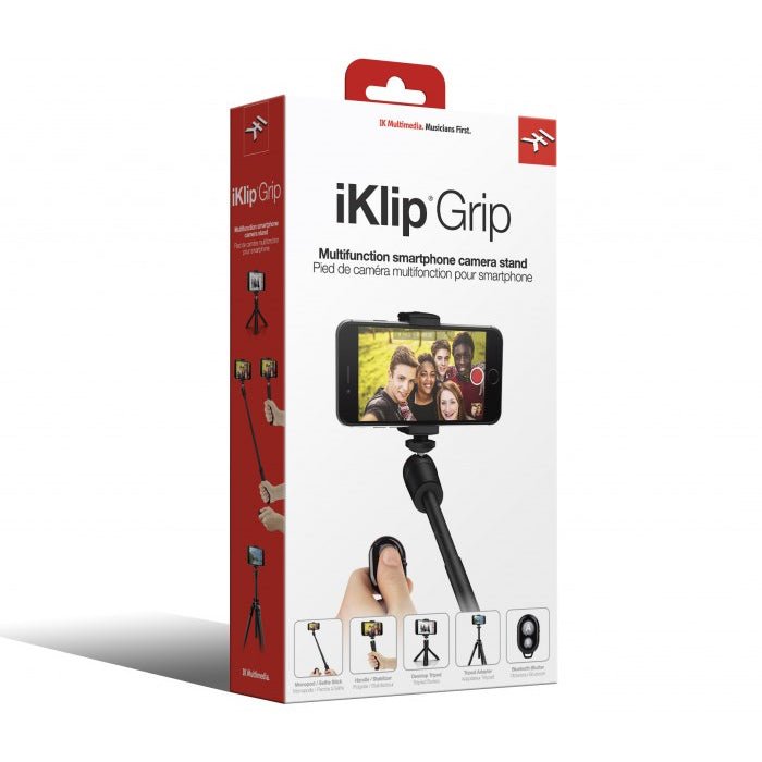 IK Multimedia | iKlip Grip | 4-in-1 Smartphone Stand w/ Bluetooth Control - Gsus4