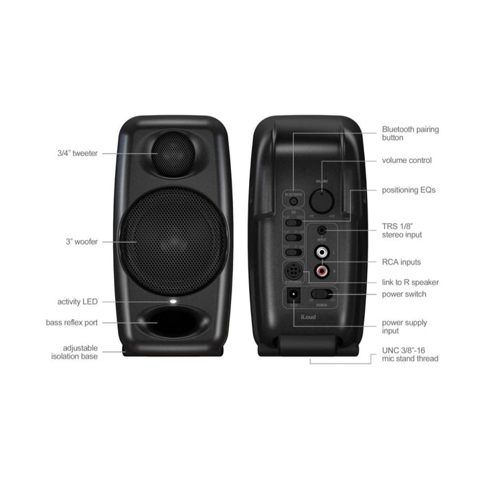 IK Multimedia | iLoud Micro Monitor | PAIR | 25W Powered Reference Speakers | Black (IKMT_IP - ILOUD - MM - IN) - Gsus4