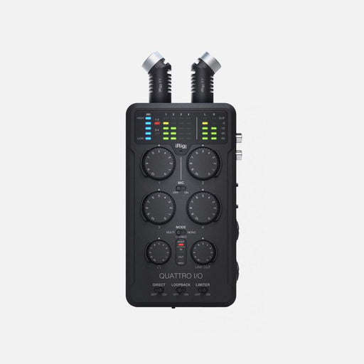 IK Multimedia | iRig Pro Quattro I/O DELUXE | 4 - input Pro Field Recording Interface & Mixer | W/ XY Mics & Accessory Bundle (IKMT_IP - IRIG - QTRDLX - IN) - Gsus4