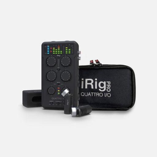 IK Multimedia | iRig Pro Quattro I/O DELUXE | 4 - input Pro Field Recording Interface & Mixer | W/ XY Mics & Accessory Bundle (IKMT_IP - IRIG - QTRDLX - IN) - Gsus4