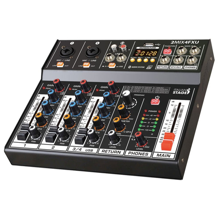 Italian Stage | 2MIX4FXU | 4Ch AUDIO MIXER | w/ DSP FX, USB & Bluetooth Interface (IS2MIX4FXU) - Gsus4