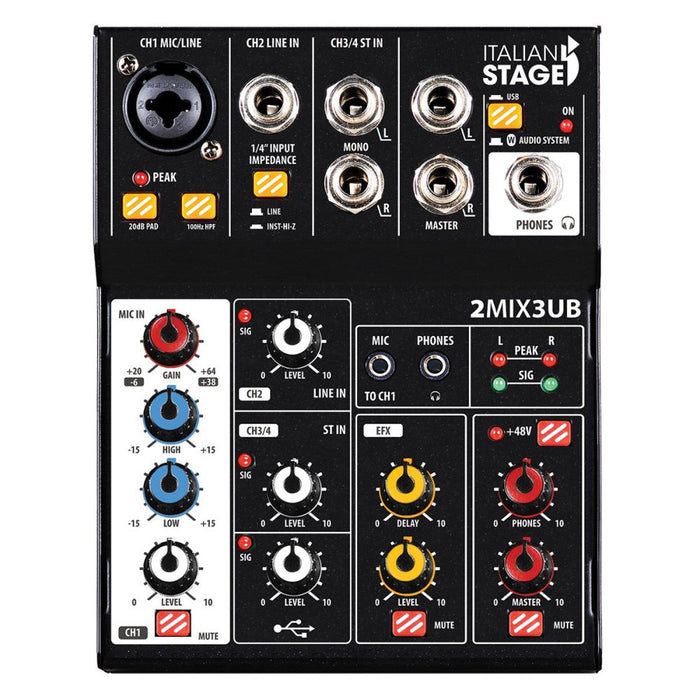 Italian Stage | IS2MIX3UB | Stereo Audio mixer | w/ USB & Bluetooth interface (IS2MIX3UB) - Gsus4