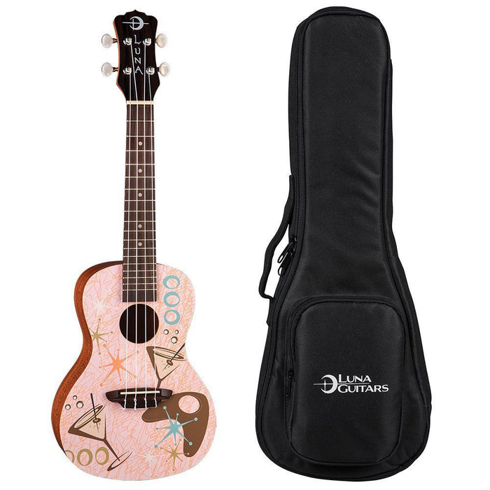 Luna Pink Martini Concert Ukulele with Gig Bag (LUUKEPINKMARTINI) - Gsus4