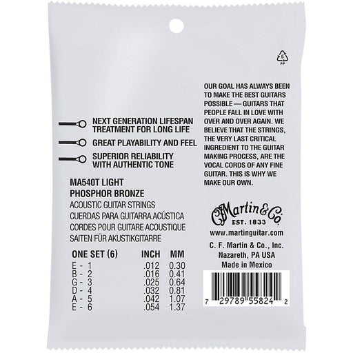 Martin | MA540T | Lifespan 2.0 92/8 | Light Phosphor Bronze Light | Acoustic Strings | 12 - 54 (MA540T) - Gsus4