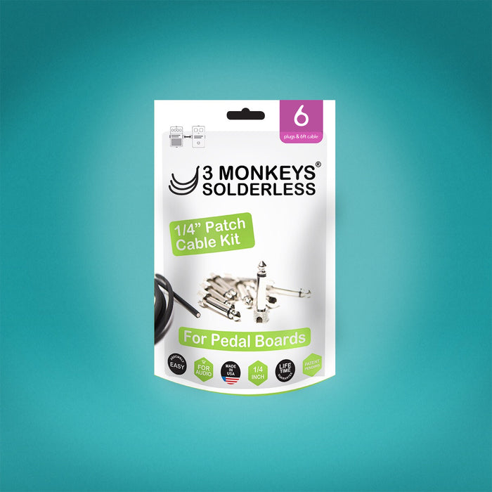 3 Monkeys | Solderless Kit | 1/4" AUDIO Patch Cable Kit - Gsus4