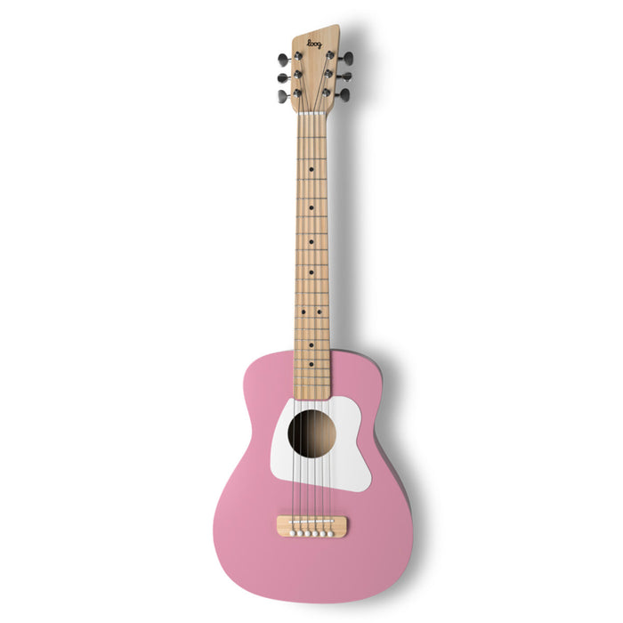 Loog | Pro VI Acoustic Guitar | w/ Chord Diagrams Flash Cards | Loog Learning App | Pink
