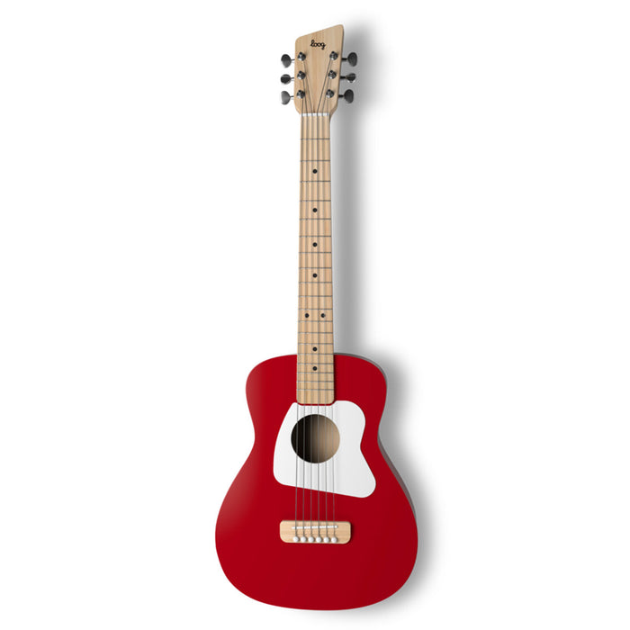 Loog | Pro VI Acoustic Guitar | w/ Chord Diagrams Flash Cards | Loog Learning App | Red