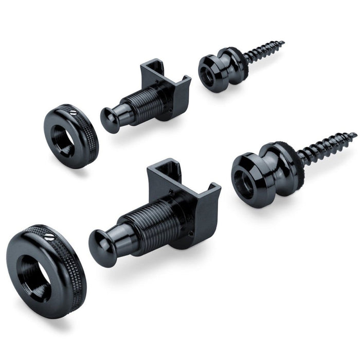 Schaller | S - Locks | Pair | Guitar Strap Locks w/ NEW Silent Design (S - Locks M Black Chrome) - Gsus4