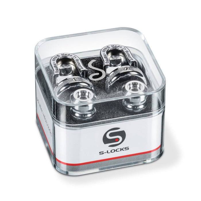 Schaller | S - Locks | Pair | Guitar Strap Locks w/ NEW Silent Design (S - Locks M Chrome) - Gsus4