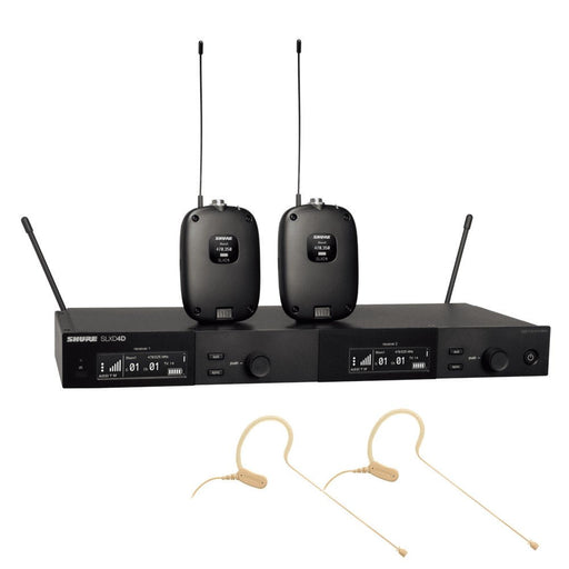 SHURE | SLX - D | SLXD1/MX153/SLXD4D | 2Ch Wireless System w/ 2x SLXD1 Body Pack & 2x MX153 Headset Mic (SHR - SLXD14DM3L57 - TAN) - Gsus4