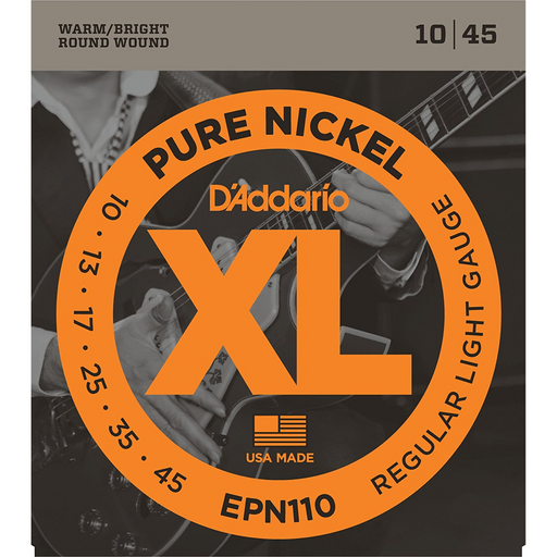 D'Addario EPN110 Pure Nickel Electric Guitar Strings - Light - Gsus4