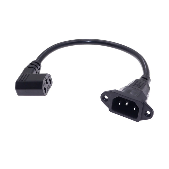 IEC Cable w/ Screw Mount | Male (C14) to Right Angle Female (C13) | for Caseman Gentleman / Templeboards Pedalboard