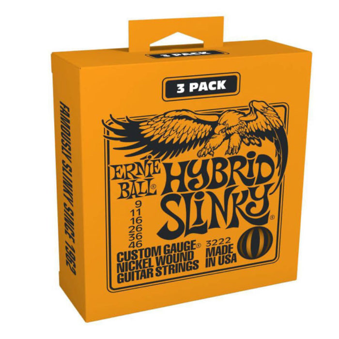 Ernie Ball | Hybrid Slinky | Nickel Wound ELECTRIC Guitar Strings | 9-46 | 3 Pack | P03222