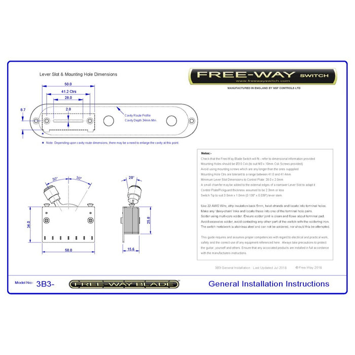 920D Custom | Free-Way | T3B3-01-HH | Tele Style 6-Way Control Panel | CTS, Free-Way & Pure Tone Parts