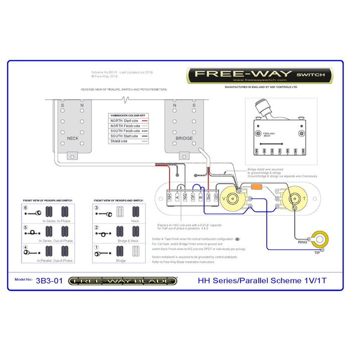 920D Custom | Free-Way | T3B3-01-HH | Tele Style 6-Way Control Panel | CTS, Free-Way & Pure Tone Parts