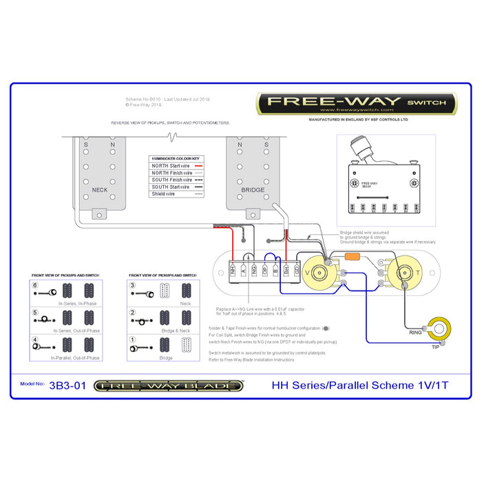 Free-Way | Pickup Blade Switch | 3+3 Position Multi Switch | Fits Telecaster® Style Guitars